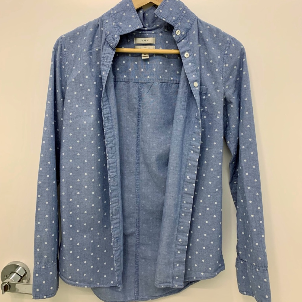 J.Crew polka dot chambray boy button-down shirt size 00